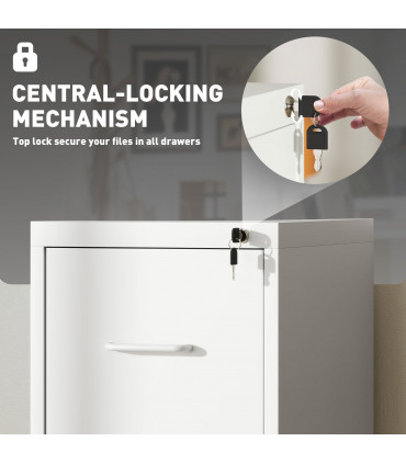 HOMCOM 4 Drawer Filing Cabinet Steel File Cabinet for A4 Letter Size White