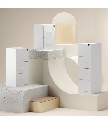 HOMCOM 4 Drawer Filing Cabinet Steel File Cabinet for A4 Letter Size White