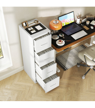 HOMCOM 4 Drawer Filing Cabinet Steel File Cabinet for A4 Letter Size White