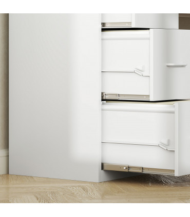 HOMCOM 4 Drawer Filing Cabinet Steel File Cabinet for A4 Letter Size White