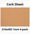 Cork Sheet - 610x455mm - 1mm - Décor and DIY - Pack of 4