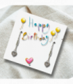Happy Birthday Party Gift Card & Cubic Zirconia Heart Earrings