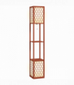 HOMCOM 2-Light Modern Floor Lamp with Shelves for Living Room, Bedroom, Brown
