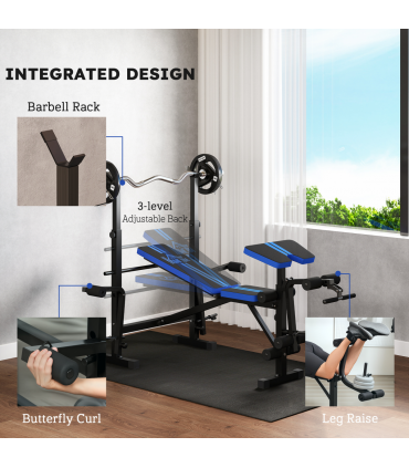 HOMCOM Multi-Function Adjustable Weight Training Bench Gym Fitness Lifting