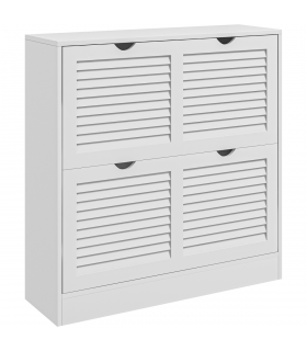 HOMCOM Slim Shoe Storage Cabinet with 2 Flip Drawers for Entryway, White