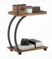 HOMCOM C Shaped Side Table with Storage & Wheels for Living Room, Brown