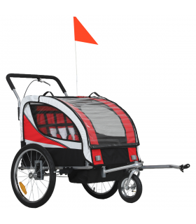 HOMCOM 2 Seat Child Bike Trailer, Baby Bicycle Trailer for 2 Kids, Red