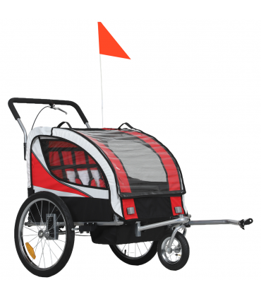 HOMCOM 2 Seat Child Bike Trailer, Baby Bicycle Trailer for 2 Kids, Red