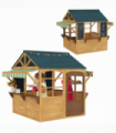 AIYAPLAY Wooden Playhouse for Kids Outdoor, Foldable Wendy House, Brown