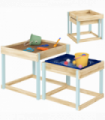 AIYAPLAY 2 PCS Wooden Sandpits, Sand and Water Play Tables with Bottom Liner