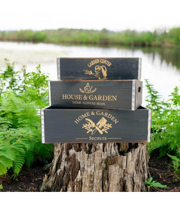 38/34/30CM SET 3 BLACK WOODEN TRAYS