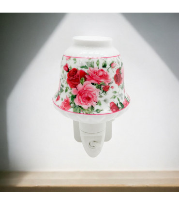 8 INCH FLORAL LED NIGHTLIGHT  RED AND PINK TRADITIONAL DESIGN