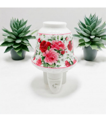 8 INCH FLORAL LED NIGHTLIGHT  RED AND PINK TRADITIONAL DESIGN