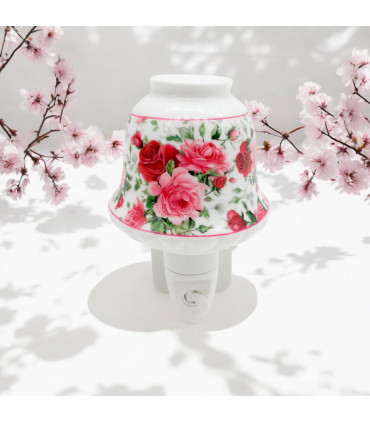 8 INCH FLORAL LED NIGHTLIGHT  RED AND PINK TRADITIONAL DESIGN