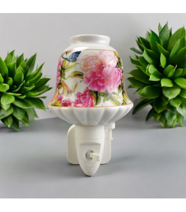 8 INCH FLORAL LED NIGHTLIGHT PINK AND GREEN