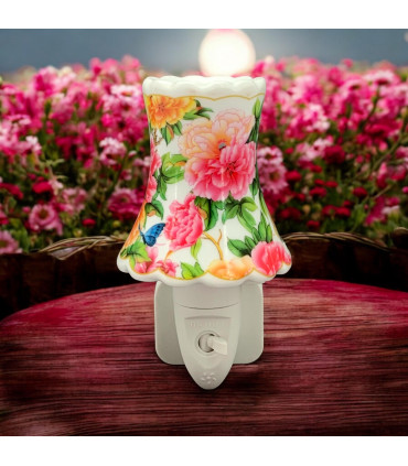 8 INCH FLORAL LED NIGHTLIGHT ORANGE AND PINK