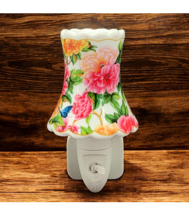8 INCH FLORAL LED NIGHTLIGHT ORANGE AND PINK