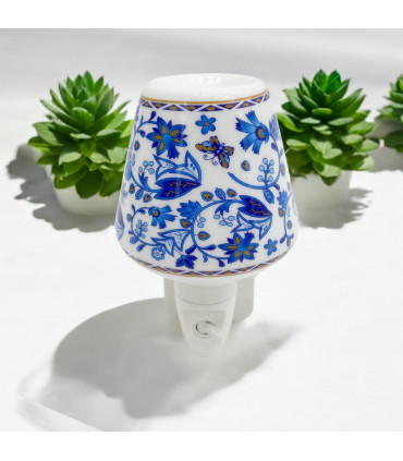 8 INCH FLORAL LED NIGHTLIGHT BLUE FLOWERS AND BUTTERFLIES