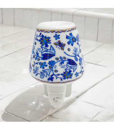 8 INCH FLORAL LED NIGHTLIGHT BLUE FLOWERS AND BUTTERFLIES