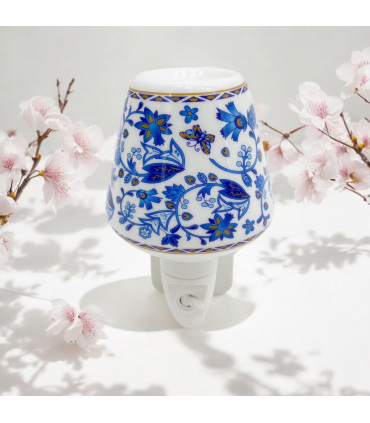 8 INCH FLORAL LED NIGHTLIGHT BLUE FLOWERS AND BUTTERFLIES