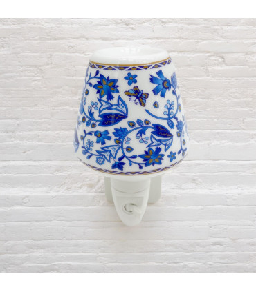 8 INCH FLORAL LED NIGHTLIGHT BLUE FLOWERS AND BUTTERFLIES