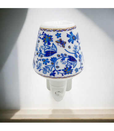 8 INCH FLORAL LED NIGHTLIGHT BLUE FLOWERS AND BUTTERFLIES