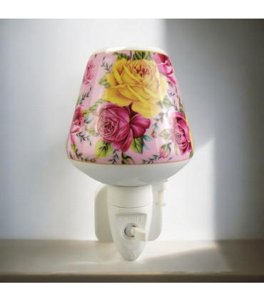 8 INCH FLORAL LED NIGHTLIGHT YELLOW  AND PINK ROSE