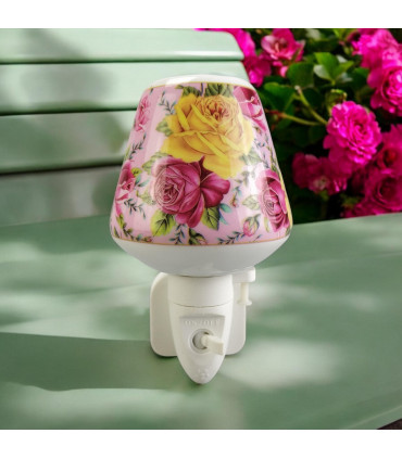 8 INCH FLORAL LED NIGHTLIGHT YELLOW  AND PINK ROSE