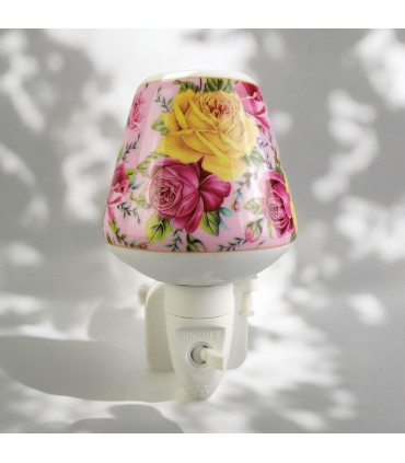 8 INCH FLORAL LED NIGHTLIGHT YELLOW  AND PINK ROSE