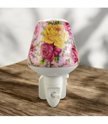 8 INCH FLORAL LED NIGHTLIGHT YELLOW  AND PINK ROSE