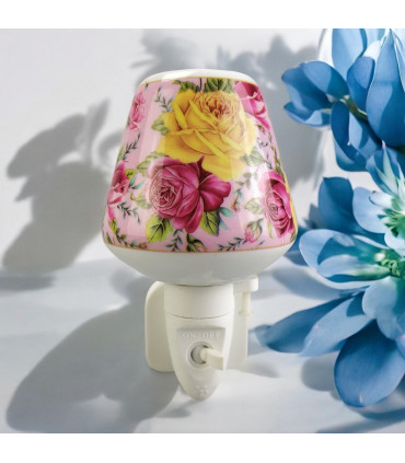 8 INCH FLORAL LED NIGHTLIGHT YELLOW  AND PINK ROSE