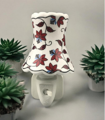 8 INCH FLORAL LED NIGHTLIGHT DARK RED WITH  VINES