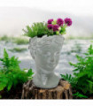 26CM GREY CEMENT BUST POT