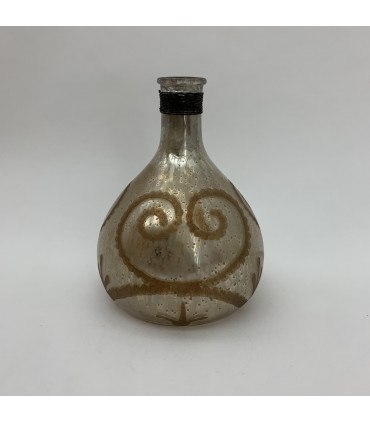 9" ANTIQUE SILVER GLASS DECORATIVE VASE