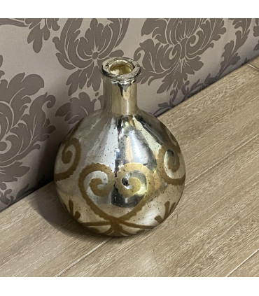 9" ANTIQUE SILVER GLASS DECORATIVE VASE