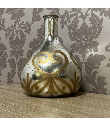 9" ANTIQUE SILVER GLASS DECORATIVE VASE