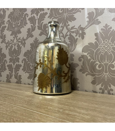 11" ANTIQUE SILVER GLASS DECORATIVE VASE