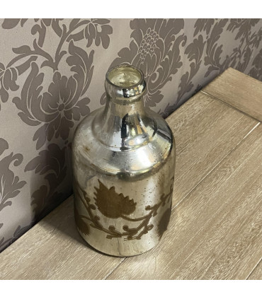 11" ANTIQUE SILVER GLASS DECORATIVE VASE