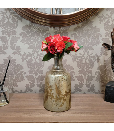 11" ANTIQUE SILVER GLASS DECORATIVE VASE