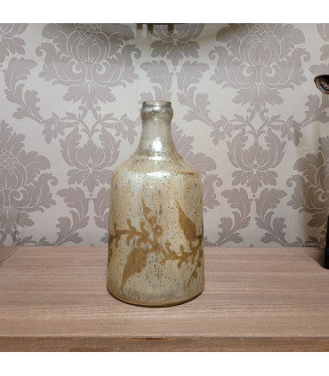 11" ANTIQUE SILVER GLASS DECORATIVE VASE