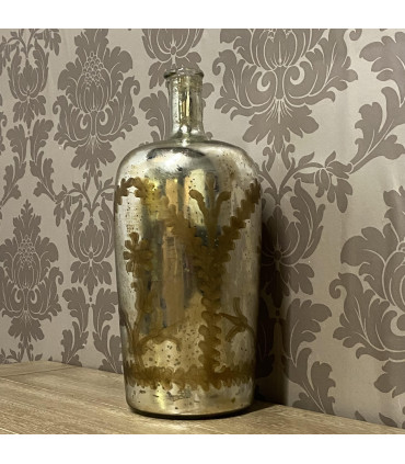 15" ANTIQUE SILVER GLASS DECORATIVE VASE