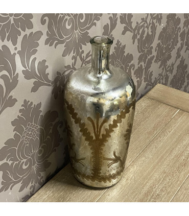 15" ANTIQUE SILVER GLASS DECORATIVE VASE