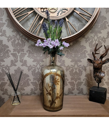 15" ANTIQUE SILVER GLASS DECORATIVE VASE