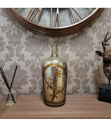 15" ANTIQUE SILVER GLASS DECORATIVE VASE