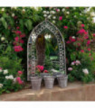 78CM RUSTY WALL MIRROR WITH TRIPLE PLANTER