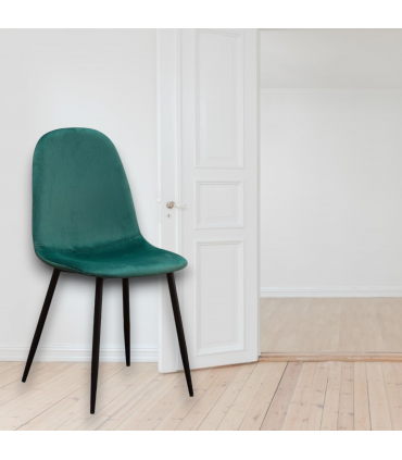 GREEN FABRIC CHAIR BLACK METAL LEGS