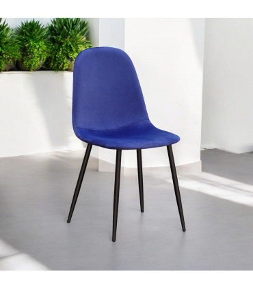 BLUE FABRIC CHAIR BLACK METAL LEGS