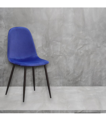 BLUE FABRIC CHAIR BLACK METAL LEGS