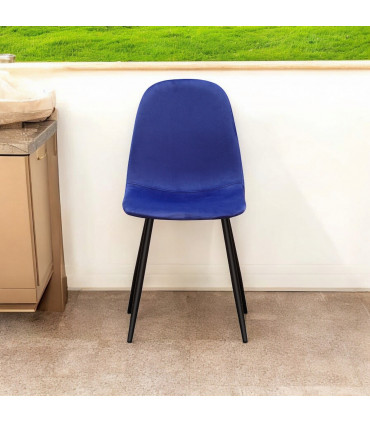 BLUE FABRIC CHAIR BLACK METAL LEGS