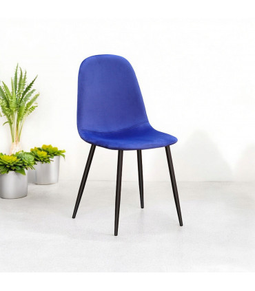 BLUE FABRIC CHAIR BLACK METAL LEGS